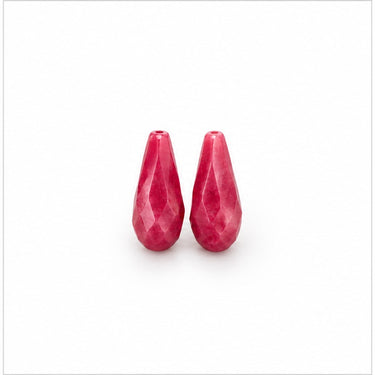 Fuchsiarøde jadedråber facet 6 x 16 mm - 2 stk.