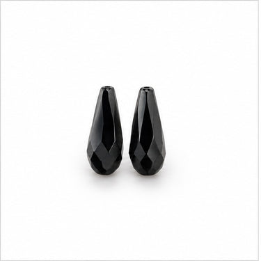 Sort onyx dråber facet 6 x 16 mm - 2 stk.