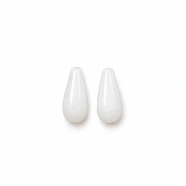 Hvide jadedråber 6 x 16 mm - 2 stk.