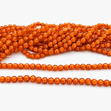 Mørk orange krakelerede perler 10 mm