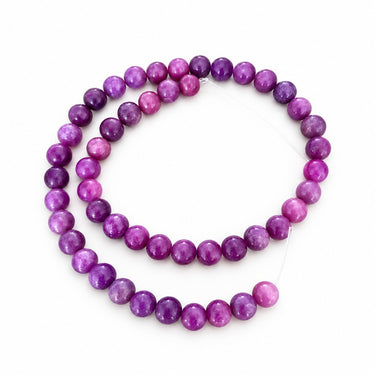 8 mm lilla farvede jadeperler - Hel streng