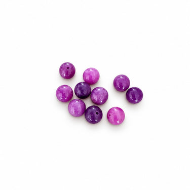 8 mm lilla farvede jadeperler - 10 stk.