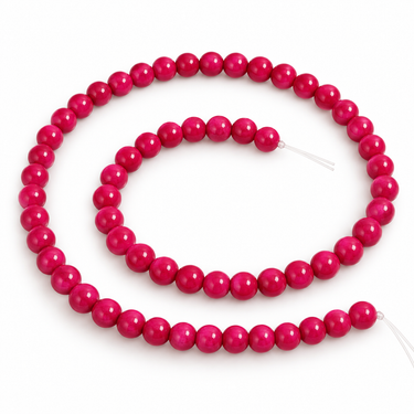 6 mm fuchsia farvet Fossil stone - hel streng