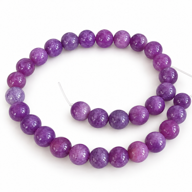 12 mm lilla farvede jade perler - hel streng