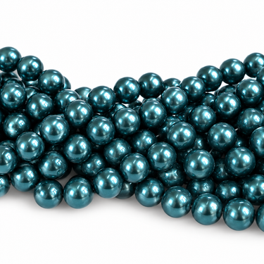 10 mm mørk petrol South Sea Shell perler - hel streng