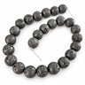 16 mm sorte lavaperler - hel streng med 25 perler