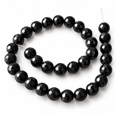 12 mm sort onyx facet - Hel streng