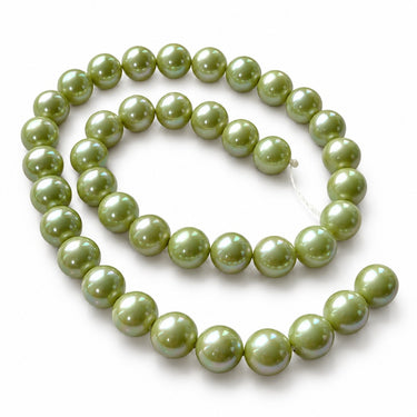 10 mm grønne South Sea Shell perler - Hel streng