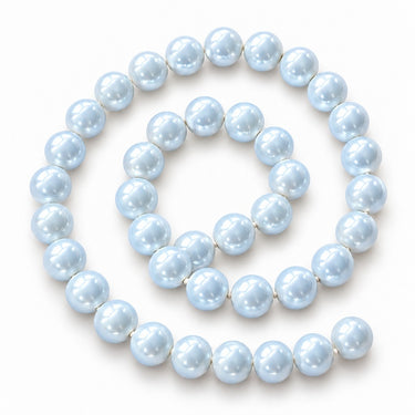 10 mm babylyseblå South Sea Shell perler - hel streng