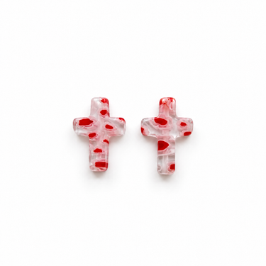 Millefiori kors 13 x 18 mm - 2 stk.