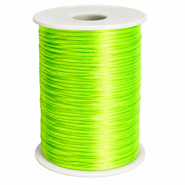 Neongrøn satin knytesnor 2 mm på rulle, 100 meter