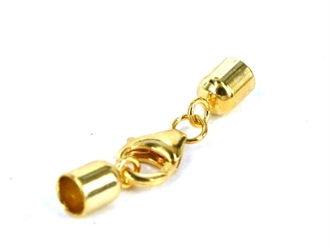 Forgyldte endestykker med karabinlås 2 mm hul