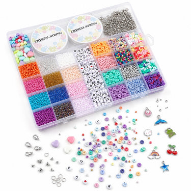 DIY perlesæt med seed beads heishi perler og charms