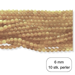 10 stk. 6 mm Gul agat,  facet perler