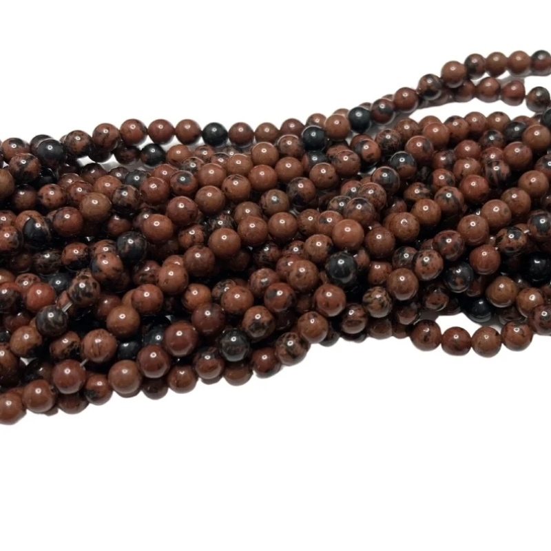 Hel streng 6 mm Obsidian mahogni perler