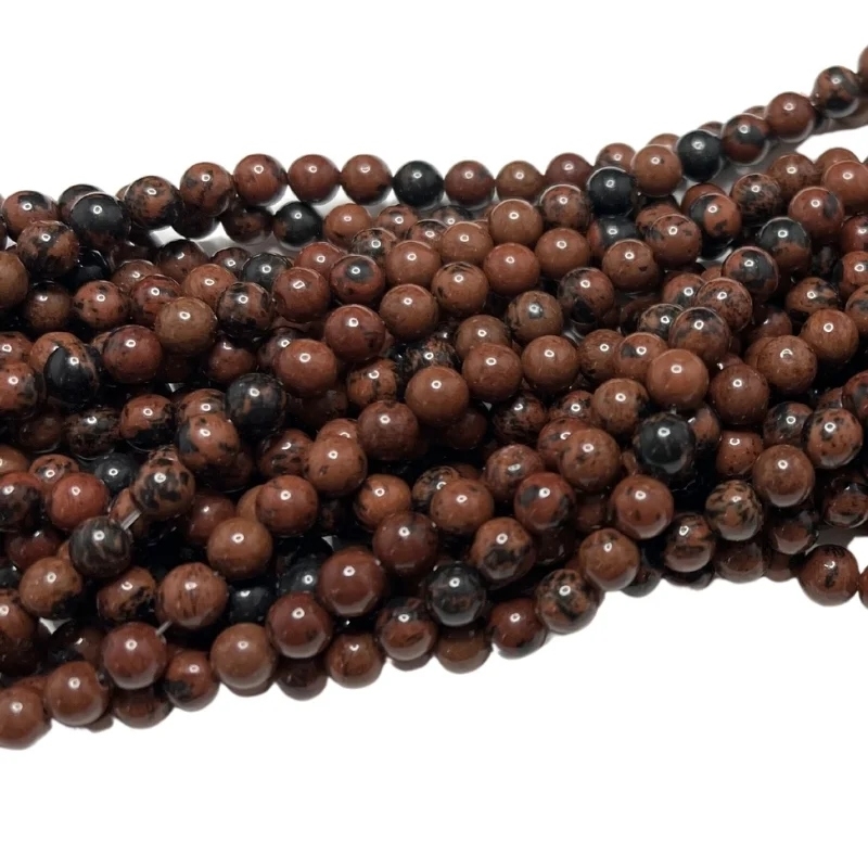 Hel streng 8 mm Obsidian Mahogni perler 