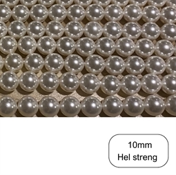 10 mm Hvide Shell perler - Hel streng