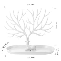 Smykkestativ - Rådyr træ - Hvid plastik