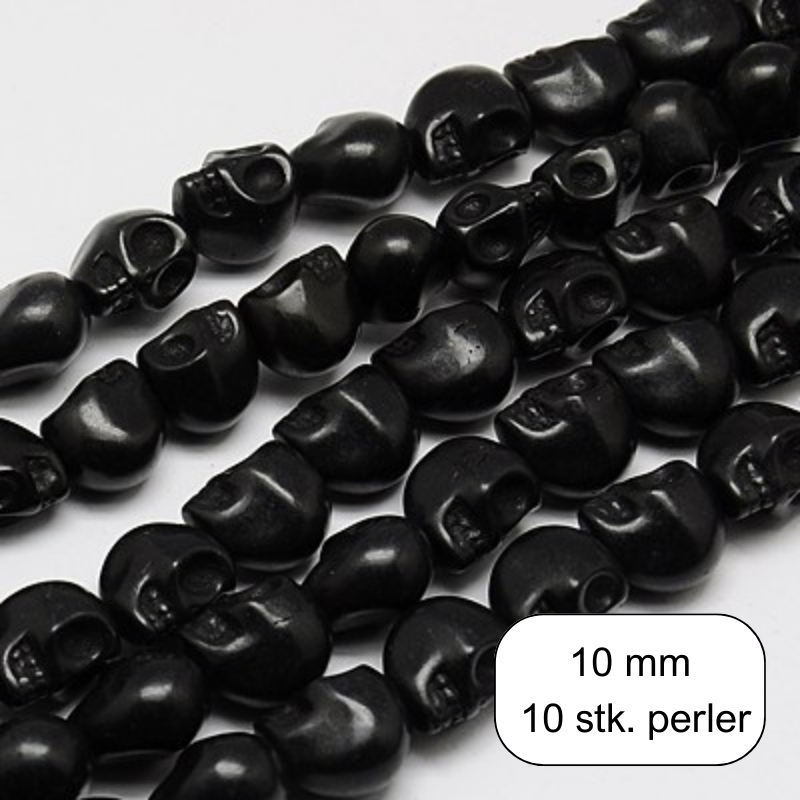 Dødningehoved perler, ca. 10 mm, 10 stk.