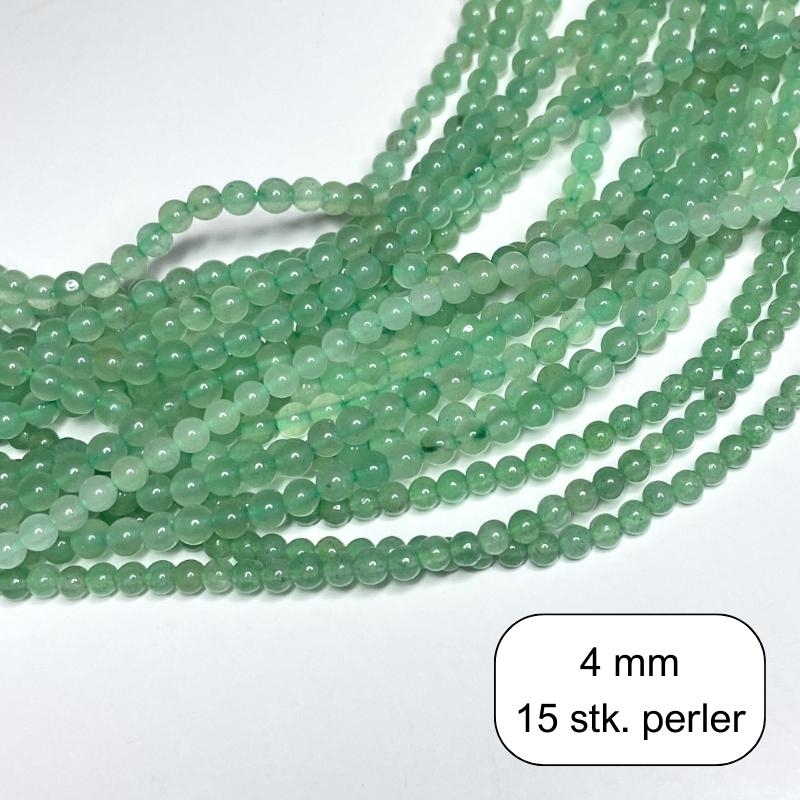 15 stk.4 mm Grøn aventurin perler