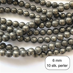 10 stk. 6 mm Pyrit perler