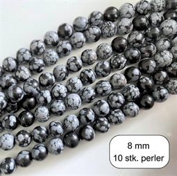 10 stk. 8 mm Obsidian snefnug perler