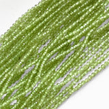 Facetterede peridot perler 2 mm – lysegrønne på streng, ca. 210 stk.