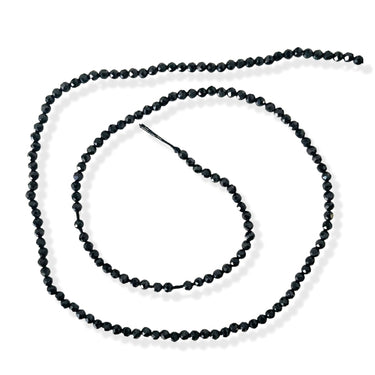 Sorte Spinel perler, facet, 2 mm - Hel streng