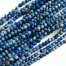 Facetterede Lapis Lazuli perler 2–2,5 mm – ca. 160 stk. på streng med gyldne pyritdetaljer