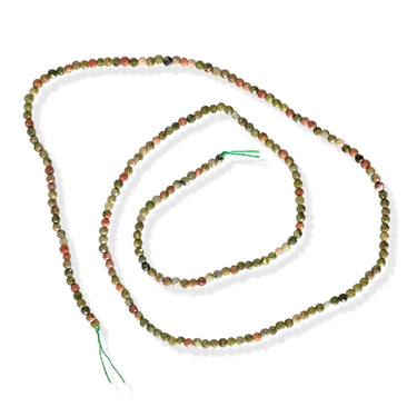 Unakite 2 mm facet  - Hel streng