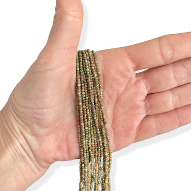 Unakite 2 mm facet  - Hel streng