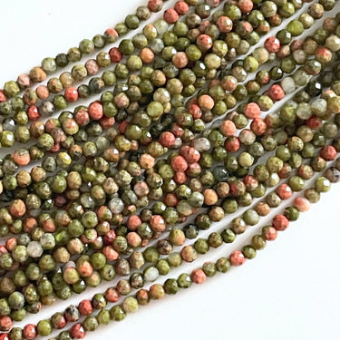 Unakite 2 mm facet  - Hel streng