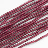 Runde granatperler 2 mm – dybrøde naturperler på streng