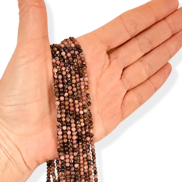 3 mm Rhodonit - Hel streng