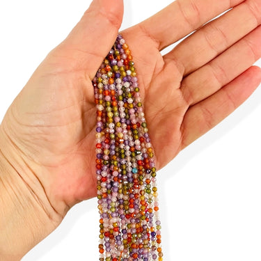 3 mm Cubic Zirkonia perler, Mix farver - Hel streng