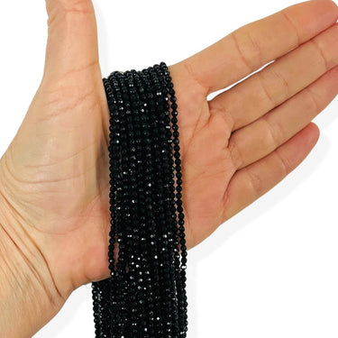 3 mm Sort onyx, facet - Hel streng