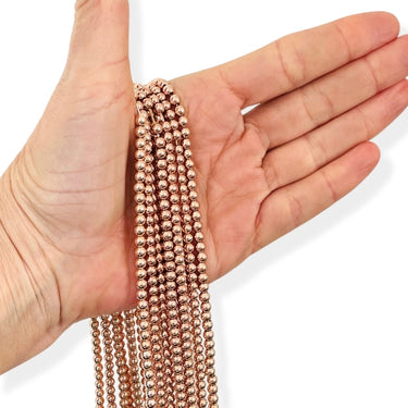 4 mm Rosaguldfarvet Hæmatit - Hel streng
