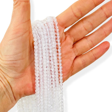 Brændt bjergkrystal, 4 mm - Hel streng