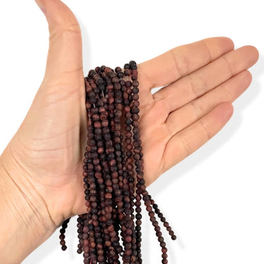 4 mm MAT Rød tigerøje - Hel streng