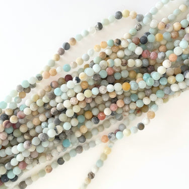 4 mm MAT Mix amazonit  perler - Hel streng