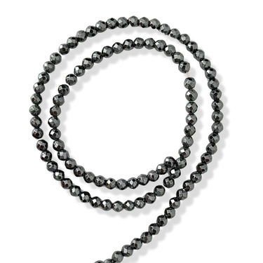 4 mm Hæmatit, facet - Hel streng