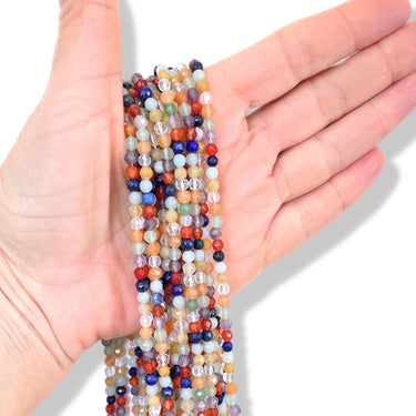 4 mm Mix facet perler - Hel streng