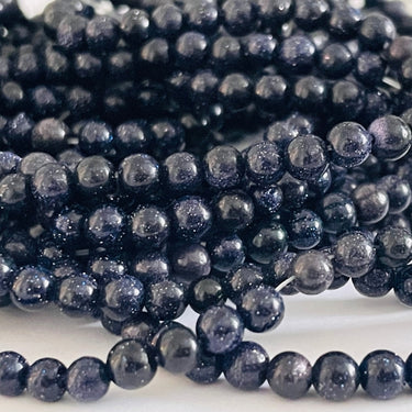 4 mm Blue Goldstone - Hel streng