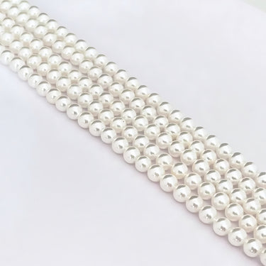 4 mm Hvide Shell perler - Hel streng