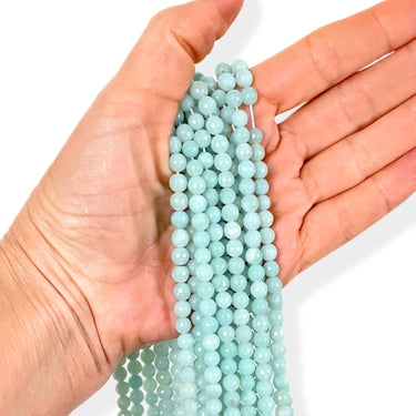 Amazonit 6 mm facet - Hel streng