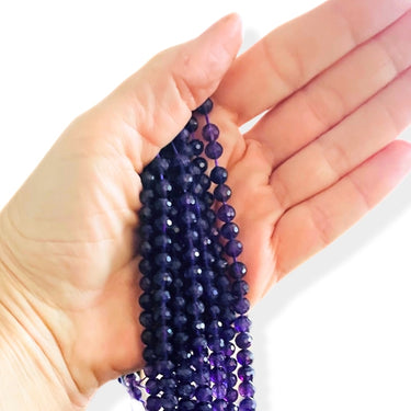 6 mm Ametyst, facet - Hel streng
