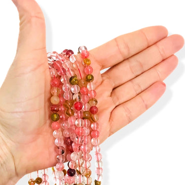 6 mm Watermelon perler - Hel streng