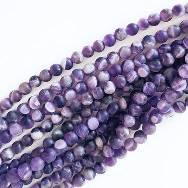 6 mm MAT Ametyst - Hel streng