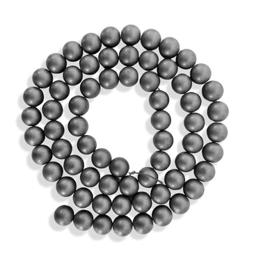 6 mm MAT Hæmatit - Halv streng