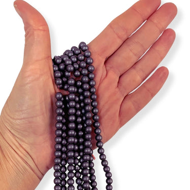 6 mm MAT Hæmatit - Halv streng